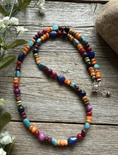 Load image into Gallery viewer, Sterling Silver Pearls Multi Stone Color Bead Necklace 23 inch