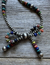 Load image into Gallery viewer, Bow Multi Stone Sterling Silver 4mm Pearls Bead Necklace. 16 Inch. Gift