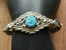 Load image into Gallery viewer, Baby Navajo Sterling Silver Blue Turquoise Cuff Bracelet