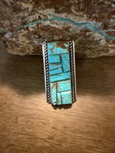 Load image into Gallery viewer, Navajo sterling silver inlay turquoise ring 8.5