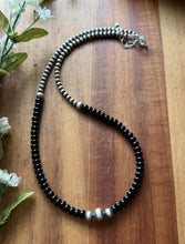 Load image into Gallery viewer, Sterling Silver Black Onyx W Multi Bead Pearls Necklace. 18 Inch. Gift