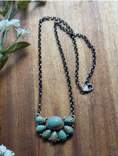 Load image into Gallery viewer, Navajo Sterling Silver Turquoise Cluster Chain Necklace Marcella James