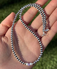 Load image into Gallery viewer, Sterling Silver 4mm Opal Gold Accents 16 Inch Bead Necklace Gift