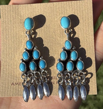 Load image into Gallery viewer, Native American Sterling Silver Turquoise Earrings Geneva