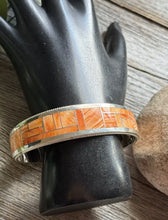 Load image into Gallery viewer, Zuni Native Sterling Silver Spiny Oyster Inlay Cuff Bracelet Glendora Booqua