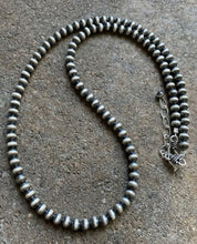 Load image into Gallery viewer, 5mm 16 Inch 925 Sterling Silver Oxidized Pearls Bead Necklace Southwestern