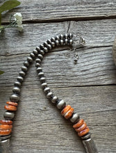Load image into Gallery viewer, Sterling Silver Orange Spiny Oyster W Pearls Kokopelli Bead Necklace 18 Inch
