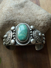 Load image into Gallery viewer, Navajo Native Sterling Silver Green Turquoise Cuff Bracelet Martinez