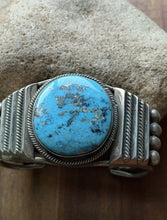 Load image into Gallery viewer, Navajo Native American Sterling Silver Blue Turquoise Cuff Bracelet Martinez