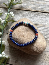 Load image into Gallery viewer, Lapis Multi Stone 6.5 Inch Stretch Elastic Stretchy Bead Bracelet Gift