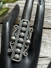 Load image into Gallery viewer, Navajo Native Sterling Silver Stamped Ring Size 7.5 Geneva