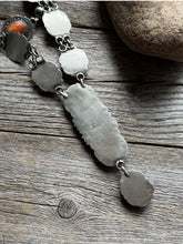 Load image into Gallery viewer, Navajo Sterling Silver Orange Spiny Oyster Chain Lariat Bead Necklace Etta E