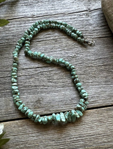 Sterling Silver Number 8 Turquoise Nuggets Bead Necklace Strand. 18 inch