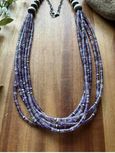 Load image into Gallery viewer, Sterling Silver Purple Charoite W Pearls Multi Strand Bead Necklace 28 Inch Gift