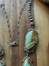 Load image into Gallery viewer, Navajo Sterling Silver Number 8 Turquoise Lariat Pearls Bead Chain Necklace KY