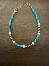 Load image into Gallery viewer, Sterling silver turquoise anklet 9 to 11 inches