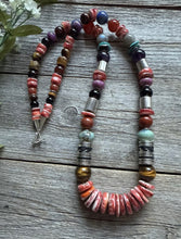 Load image into Gallery viewer, Tommy &amp; Rosita Singer T R Sterling Silver Red Spiny Oyster Bead Necklace 28”