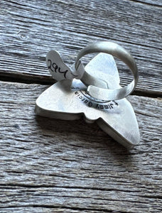Jimmy Garcia Sterling Silver Orange Spiny Oyster Adjustable Ring. Navajo