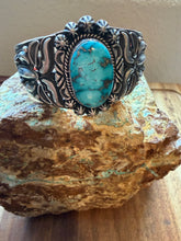 Load image into Gallery viewer, Navajo sterling silver Sonoran turquoise cuff bracelet