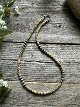 Load image into Gallery viewer, Sterling Silver Bumblebee Jasper W 6mm Pearls Bead Necklace. 18 inch