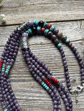 Load image into Gallery viewer, Sterling Silver Multi Strand Stone Purple Pearls Bead Necklace. 30 inch