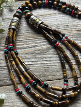Load image into Gallery viewer, Tommy Rosita Singer T R Sterling Silver Multi Strand Tigers Eye Bead Necklace 28