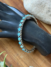 Load image into Gallery viewer, Native American Sterling Silver Blue Turquoise Bangle Cuff Bracelet. EB