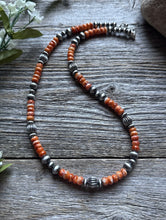 Load image into Gallery viewer, Southwestern Sterling Silver Orange Spiny Oyster Pearls Bead Necklace 18 inch
