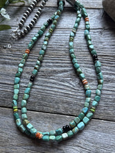 Load image into Gallery viewer, Sterling Silver Multi Strand Blue Green Turquoise Pearls Bead Necklace 30 Inch