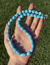 Load image into Gallery viewer, Chunky Sleeping Beauty Turquoise Sterling Silver Nuggets Bead Necklace 18 inch