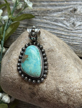 Load image into Gallery viewer, Navajo Native American Sterling Silver Turquoise Pendant H Happy Piasso Gift