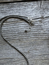 Load image into Gallery viewer, 3mm 14 Inch 925 Sterling Silver Oxidized Pearls Bead Necklace Southwestern