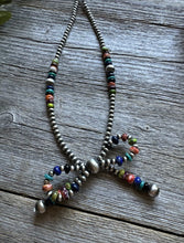 Load image into Gallery viewer, Bow Multi Stone Sterling Silver 4mm Pearls Bead Necklace. 16 Inch. Gift