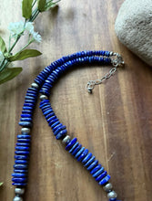 Load image into Gallery viewer, Sterling Silver Graduated Lapis Pearls Bead Necklace. 20 Inch. Gift
