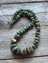 Load image into Gallery viewer, Sterling Silver Green Graduated Turquoise Nuggets Bead Necklace 18 inch