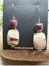 Load image into Gallery viewer, Navajo Sterling Silver Purple Spiny Oyster Multi Stone Handmade Earrings RS