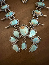Load image into Gallery viewer, Navajo sterling silver royston turquoise squash blossom necklace KY
