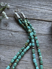 Load image into Gallery viewer, Sterling Silver Multi 2 Strand Blue Green Turquoise Bead Necklace. 20 inch