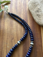 Load image into Gallery viewer, Sterling Silver Graduated Lapis Bead Necklace. 18 inch. Gift