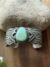 Load image into Gallery viewer, Navajo Native American Sterling Silver Blue Turquoise Cuff Bracelet Maloney
