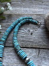 Load image into Gallery viewer, Sterling Silver Graduated Vibrant Blue Turquoise Bead Necklace 18 inch