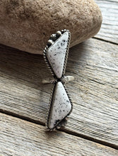 Load image into Gallery viewer, Navajo Sterling Silver White Buffalo Turquoise Adjustable Ring AM