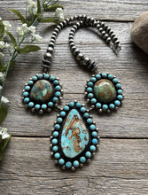 Load image into Gallery viewer, Navajo Sterling Silver Royston Turquoise Cluster Lariat Y Bead Necklace KY