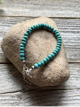 Load image into Gallery viewer, Sterling Silver Blue Green Turquoise 6mm 6 Inch Bead Bracelet Gift
