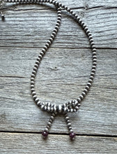 Load image into Gallery viewer, Bow Purple Spiny Sterling Silver 4mm Pearls Bead Necklace. 16 Inch. Gift