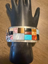 Load image into Gallery viewer, Tommy Jackson sterling silver turquoise multistone inlay cuff