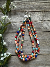 Load image into Gallery viewer, Sterling Silver Multi Strand Multi Stone Bead Necklace. 16 inch