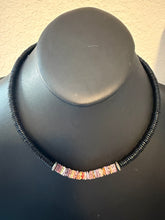 Load image into Gallery viewer, Sterling silver black onyx shell bead necklace 18 inch