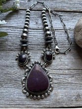 Load image into Gallery viewer, Navajo Sterling Silver Purple Sugilite Lariat Y Chain Bead Necklace KY