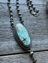 Load image into Gallery viewer, Navajo 925 Sterling Silver Royston Turquoise Pendant Rosary Necklace. 31 Inch KY